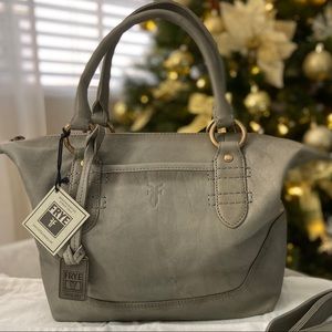 NWT Frye Campus Leather Satchel Crossbody In Gray